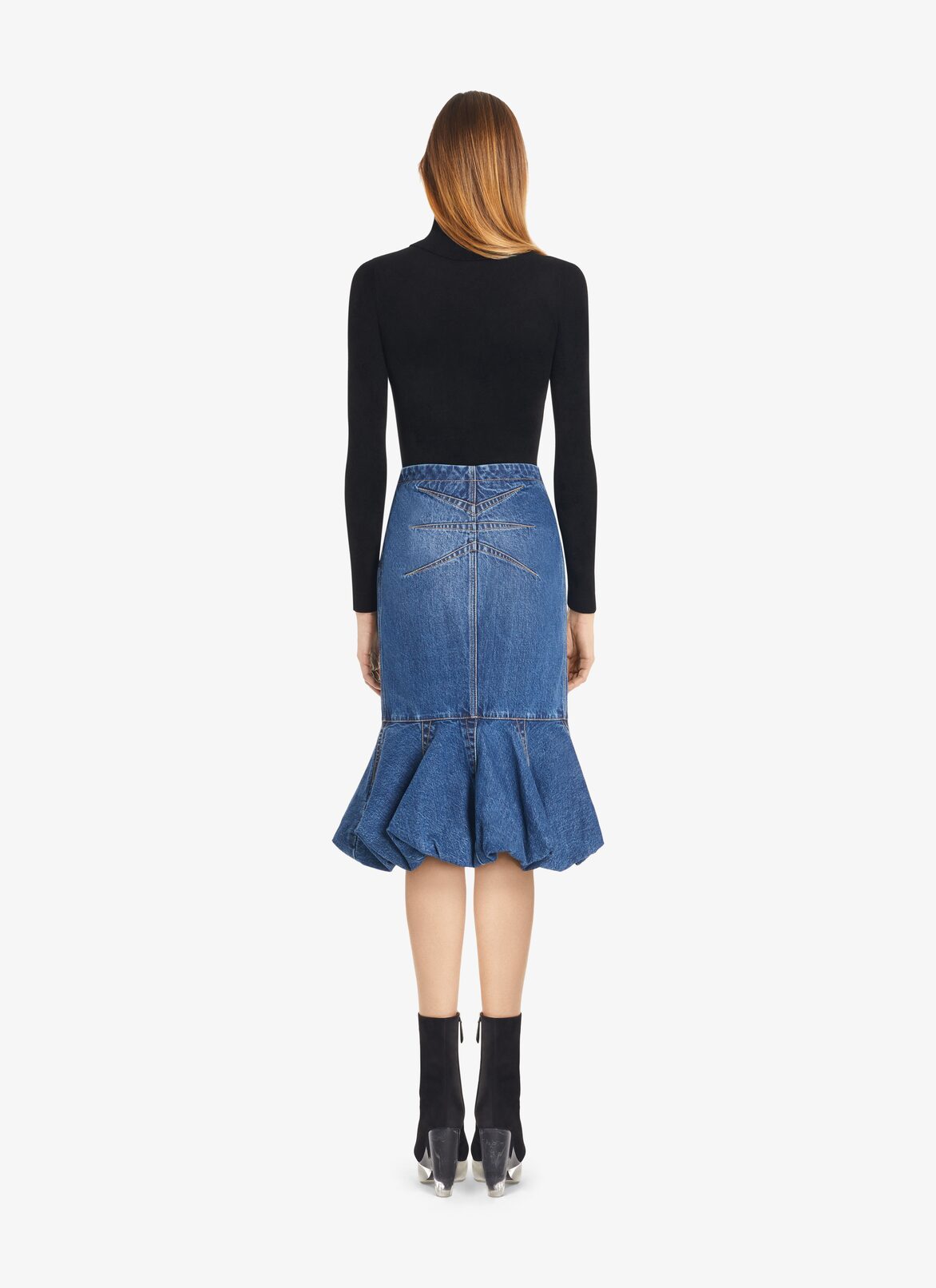 Fit and Flare denim Skirt ALAÏA BLUE JEANS FIT AND FLARE DENIM SKIRT